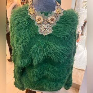 Green Fuzzy Sweater Save the queen